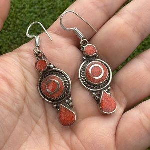 Coral Silver Earrings